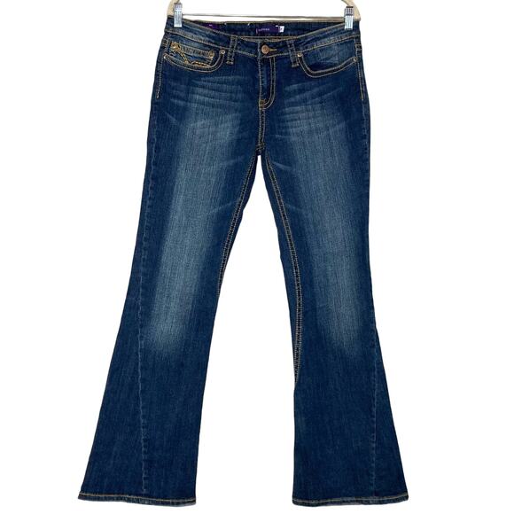 Vigoss The Harlem Flare Jeans Thick Stitch Blue Denim Jeans Junior Size 11 - Picture 1 of 15